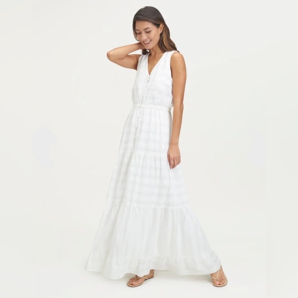 NWT Splendid Womens Northstar white Cotton Tiered Casual Maxi Dress - Small - Picture 2 of 6
